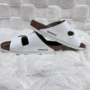 Birkenstock White Slide Sandals
